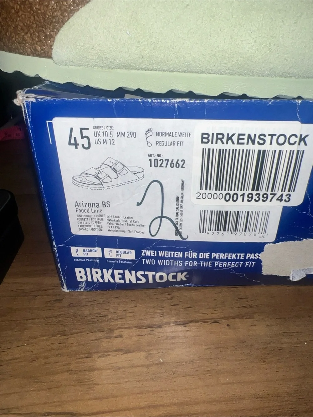 Birkenstock Men’s EU 45 Arizona Soft Suede Sandals in Faded Lime Green Reg Fit